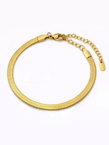 18K Gold Plated Dainty Snake Chain Anklet QROSH