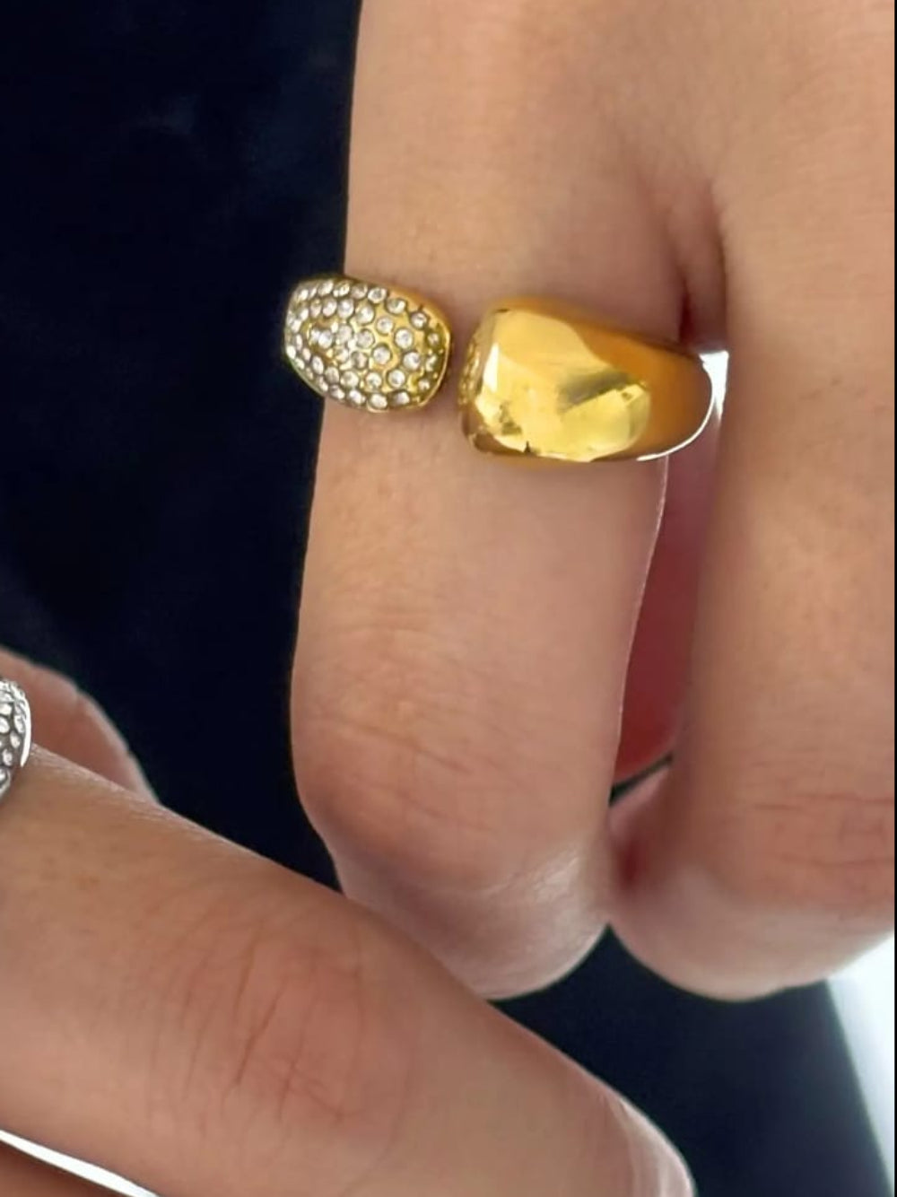  gold rings with textured designs.