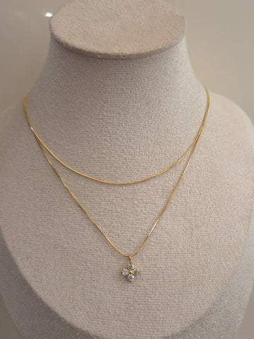 Double Layered Gold necklace with a pendant