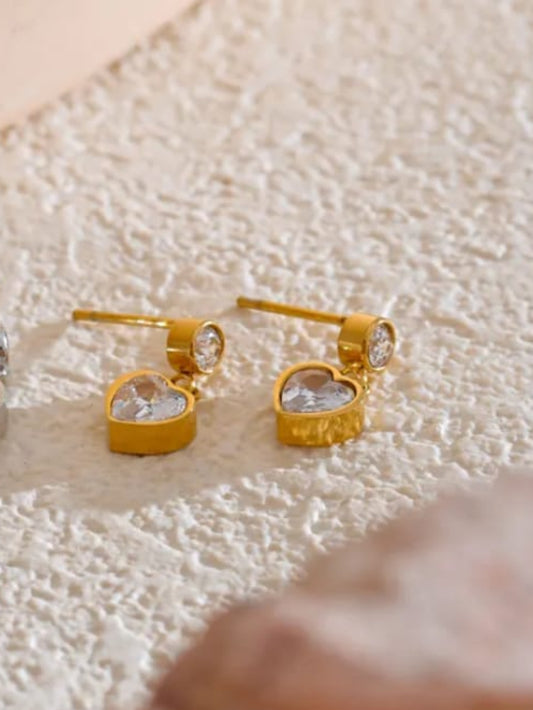 Pair of gold heart-shaped earrings