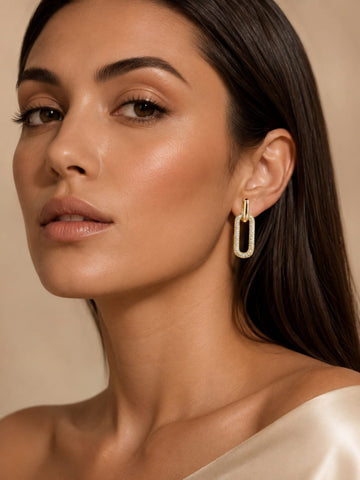 Dainty Stone Studded Double Hoop Earring QROSH