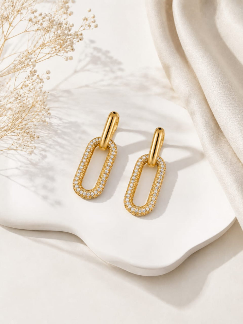 Dainty Stone Studded Double Hoop Earring QROSH