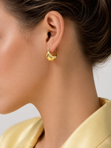 18K Gold Plated Dainty Semi-Cup Hoops QROSH