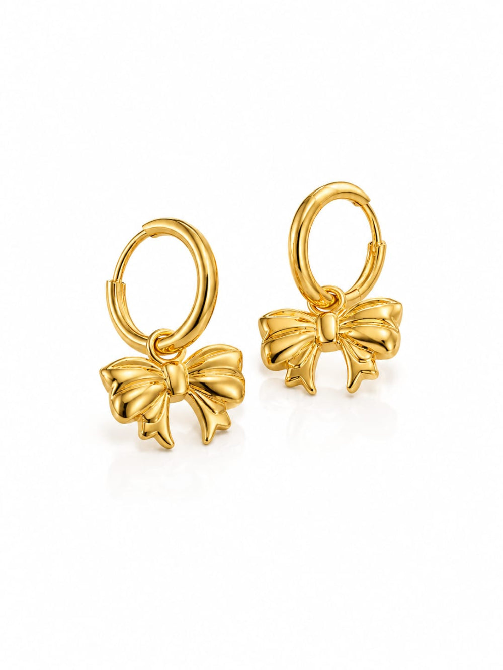18K Gold Plated Minimal Bow Huggies QROSH