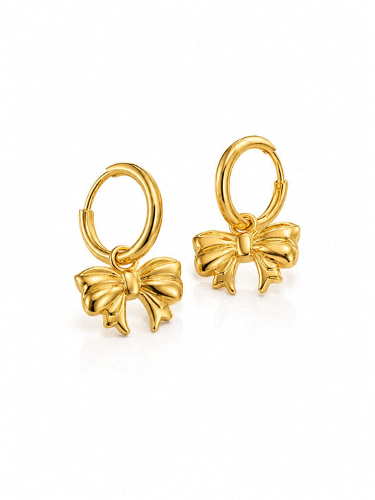 18K Gold Plated Minimal Bow Huggies QROSH