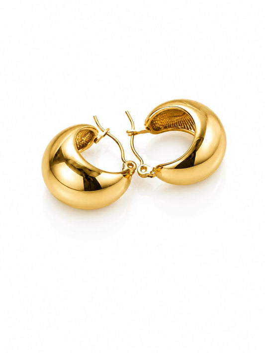 18K Gold Plated Dainty Semi-Cup Hoops QROSH