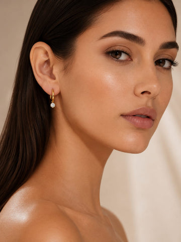 18K Gold Plated Dainty Hoop Earrings QROSH