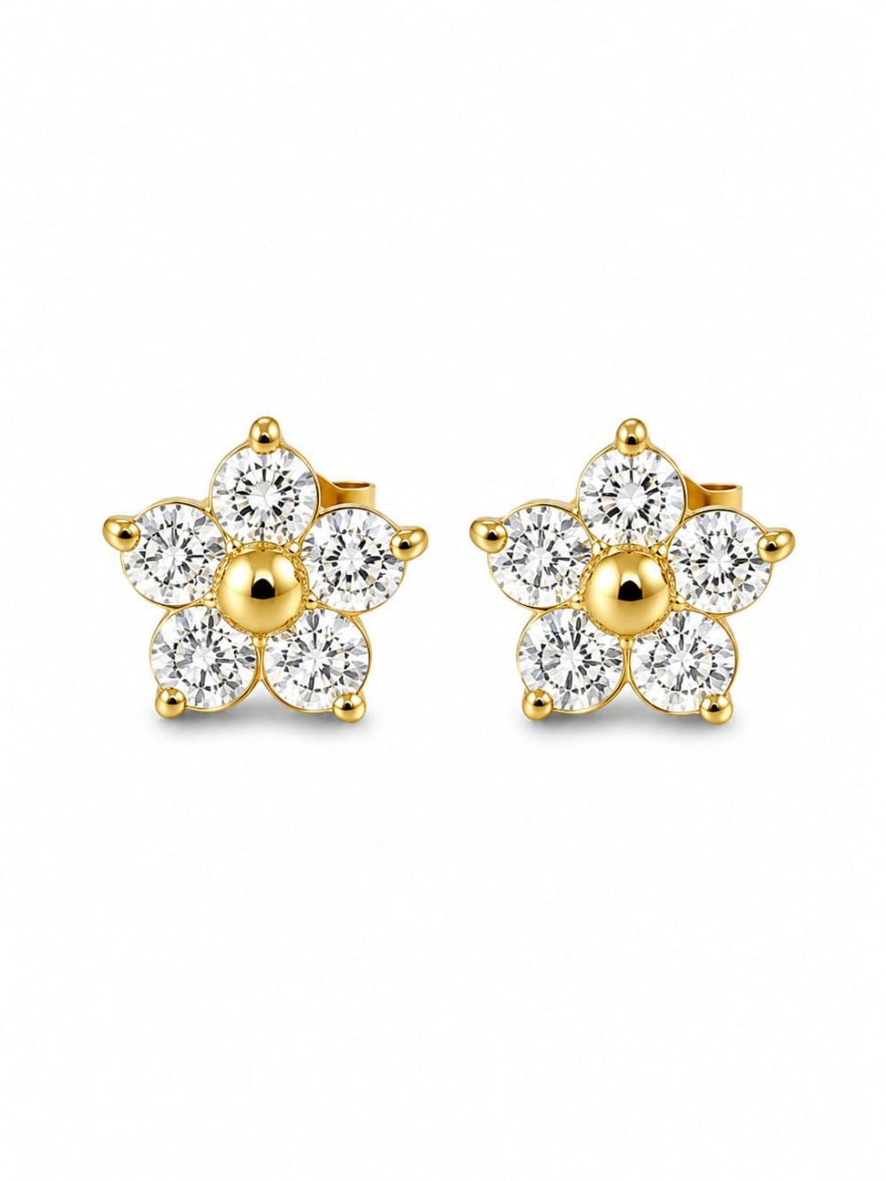 Elegant 18K Gold-Plated Flower Stud Earrings QROSH