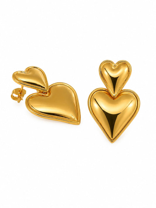 Double Heart Dangle Earrings QROSH