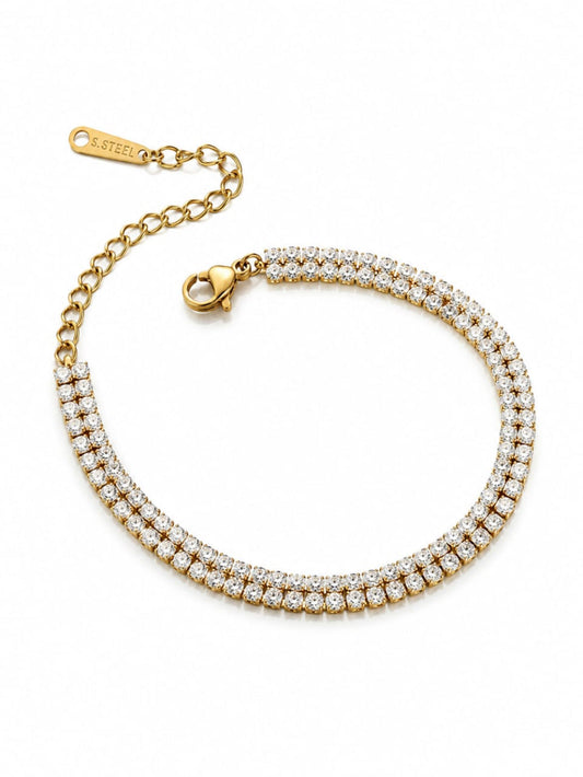 Double Row Gold-Plated Tennis Bracelet QROSH