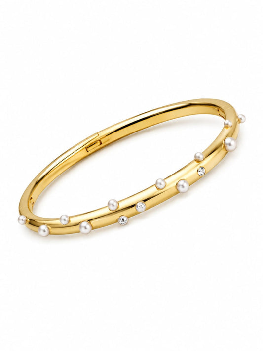 18K Gold Plated Pearl Drop Bangle QROSH