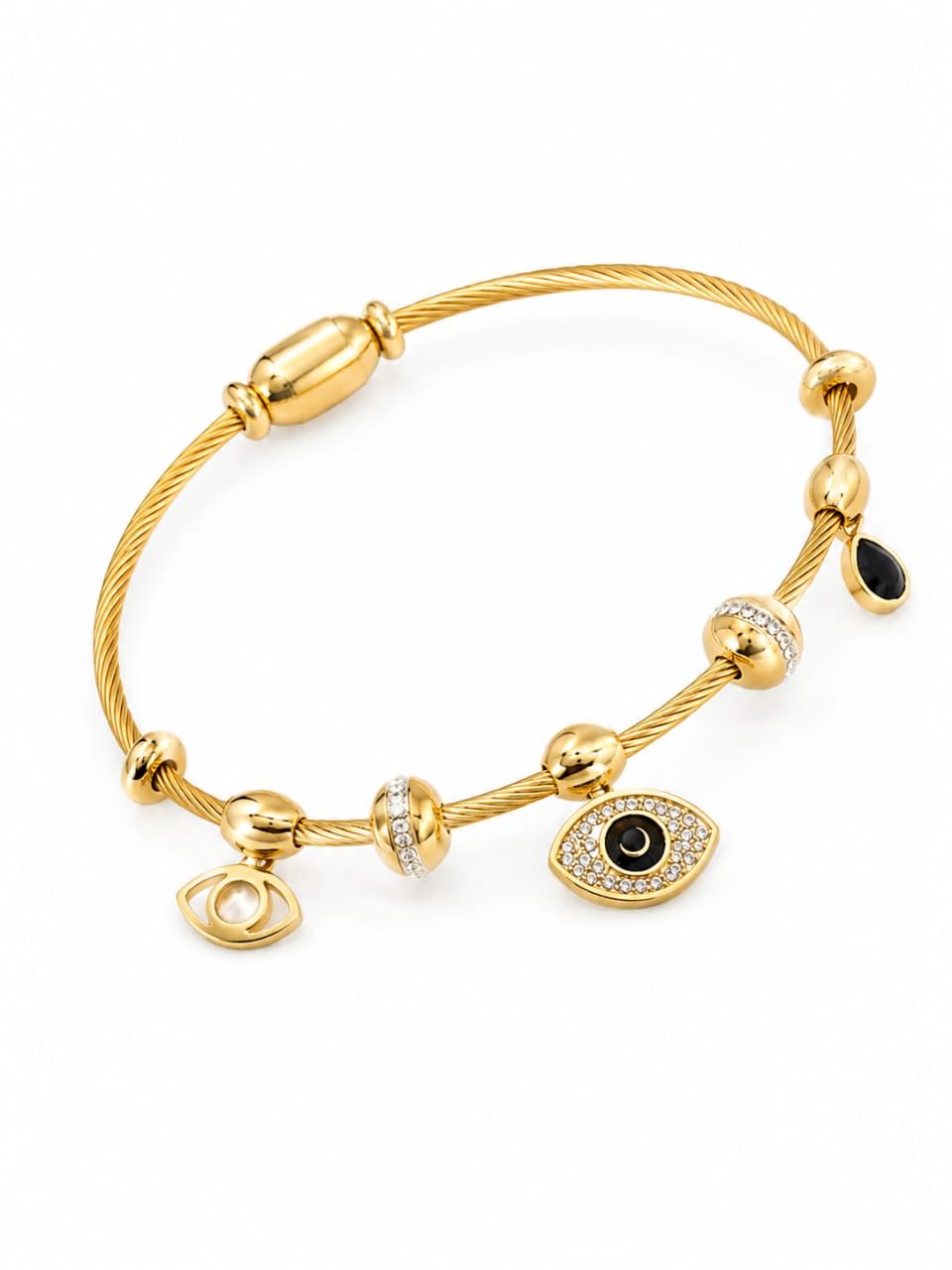 18K Gold Plated Evil-Eye Bangle QROSH