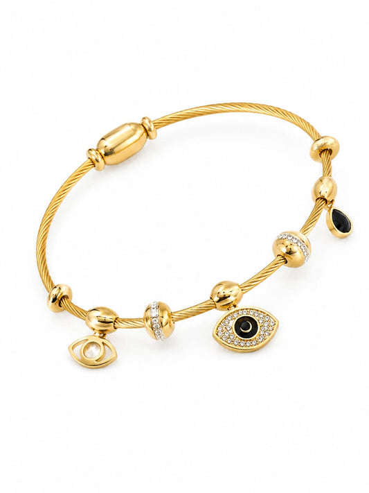 18K Gold Plated Evil-Eye Bangle QROSH