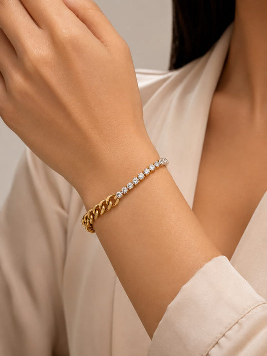 Link Bracelet with ad stones QROSH