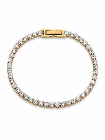 18K Gold Plated Dainty Tennis Bracelet QROSH