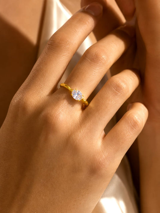 Gold Oval Solitaire Ring QROSH