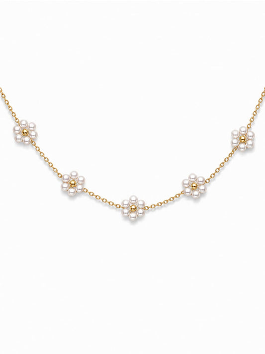 Dainty Pearl Flower Choker QROSH
