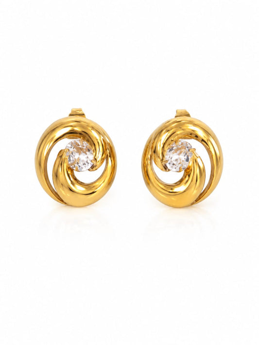 Gold Swirl Stud Earrings QROSH