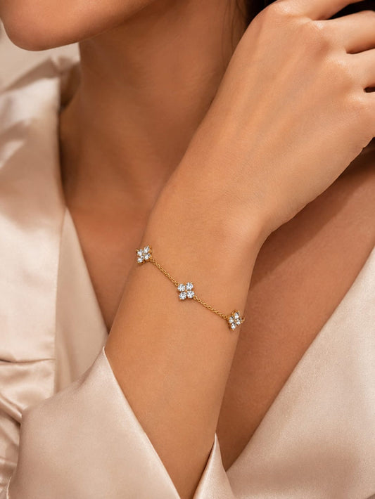 Gold Crystal Flower Bracelet QROSH