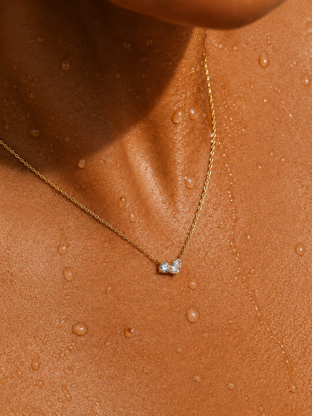 Two Stone Gold Necklace QROSH