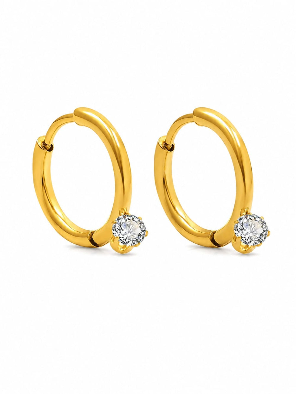 18K Gold Plated Diamond Hoop Earrings QROSH