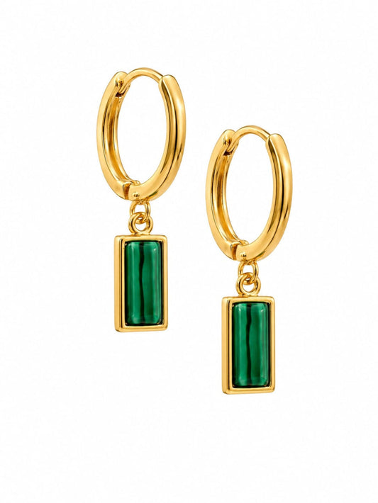 18k Gold Plated Gemstone Drops Earrings QROSH