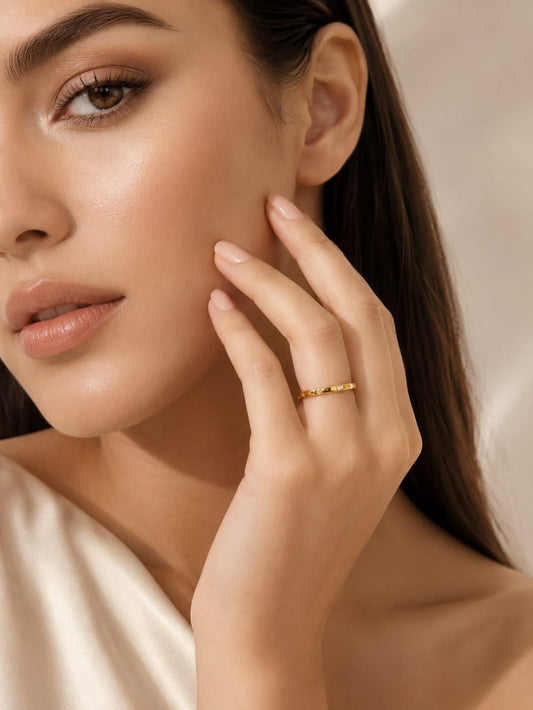 Minimal Gold Diamond Ring QROSH