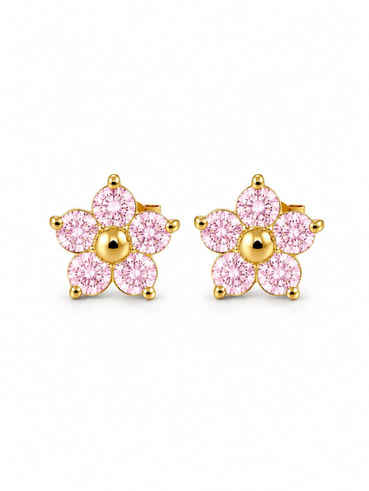Flower Stud Pink Earrings QROSH