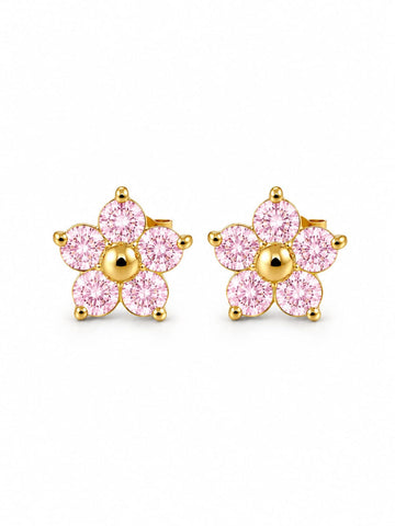 Flower Stud Pink Earrings QROSH