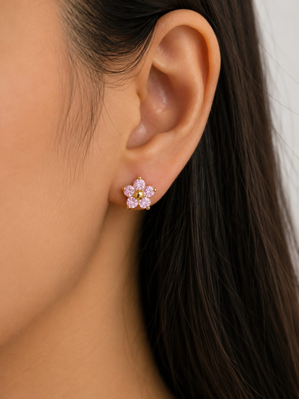 Flower Stud Pink Earrings QROSH