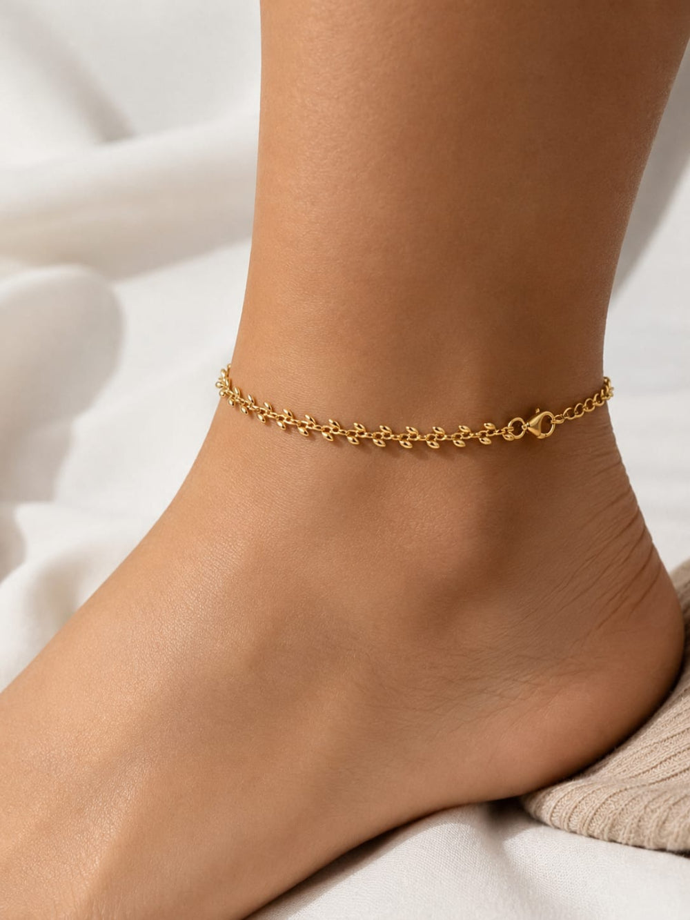 Gold Leaf Chain Anklet QROSH