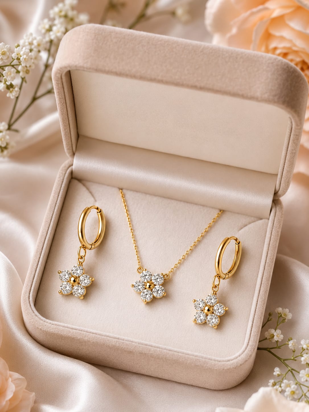 Gold Botanical Pendant Set QROSH