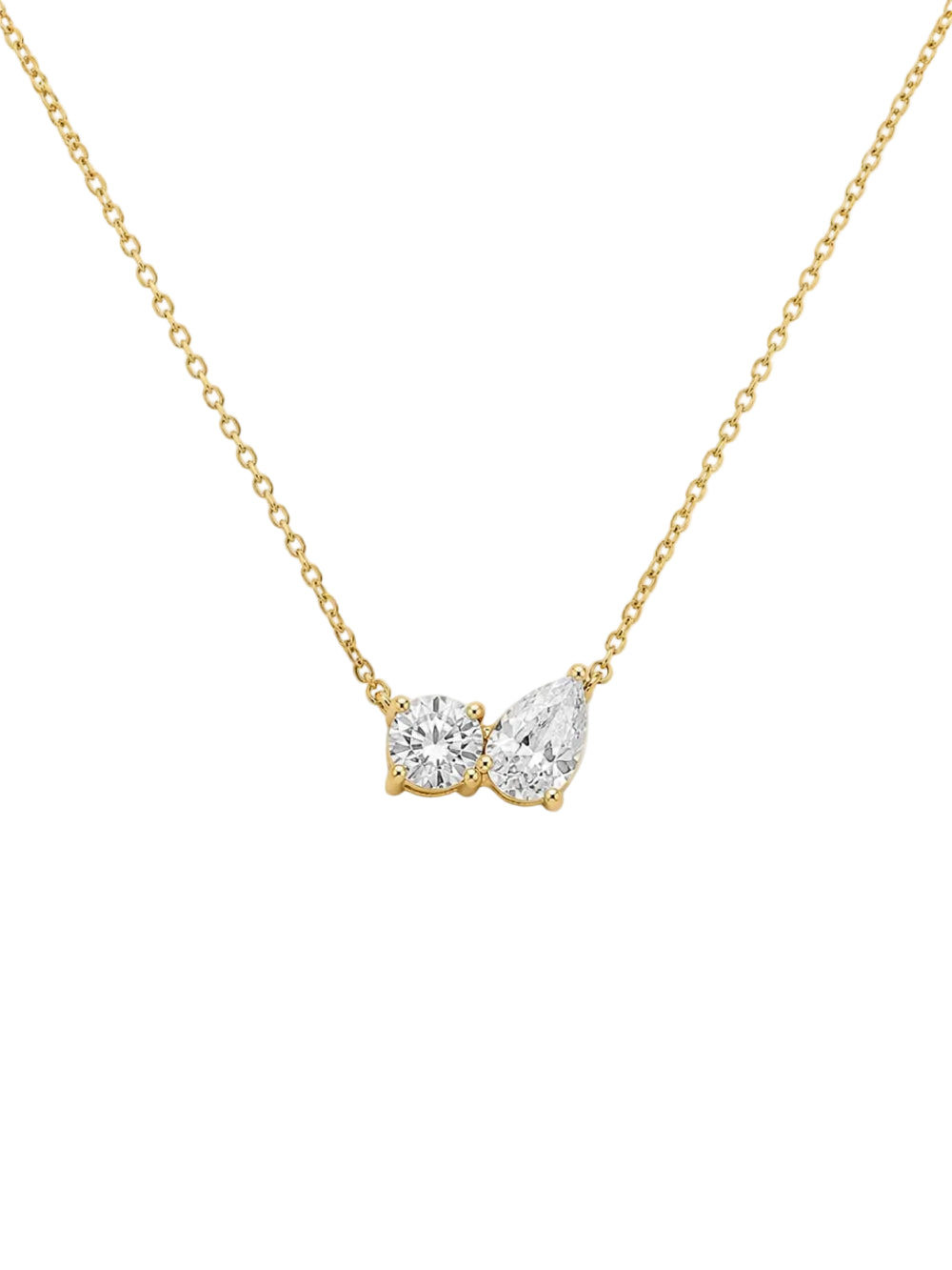Two Stone Gold Necklace QROSH