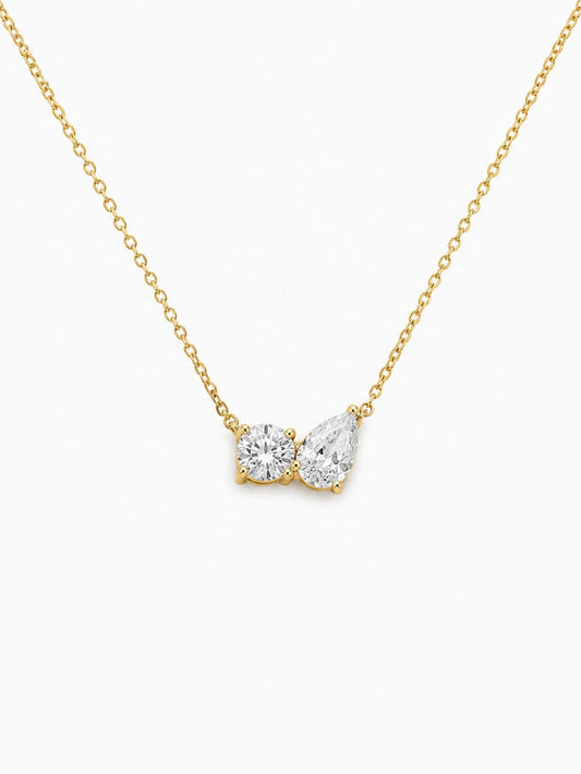 Two Stone Gold Necklace QROSH
