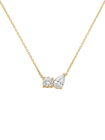 Two Stone Gold Necklace QROSH