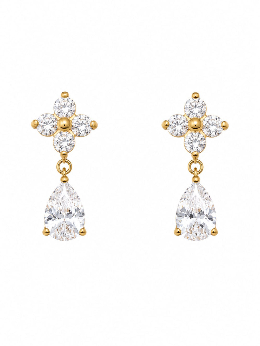 18K Gold Plated Flower Earrings QROSH