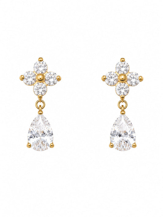 18K Gold Plated Flower Earrings QROSH
