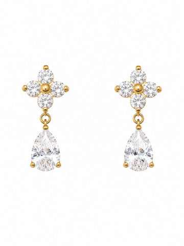 18K Gold Plated Flower Earrings QROSH