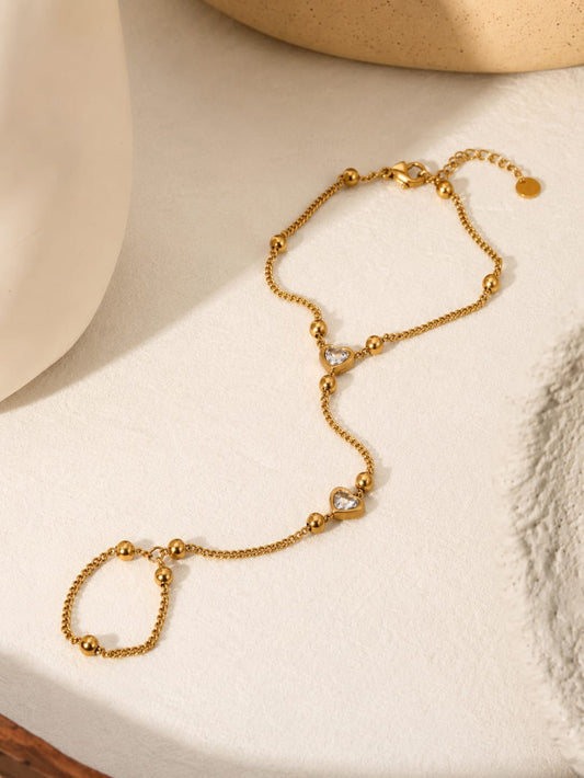 Gold Heart Chain Bracelet QROSH