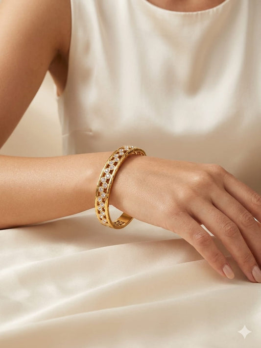 Classic Gold Plated Diamond Bangle QROSH
