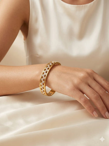 Classic Gold Plated Diamond Bangle QROSH