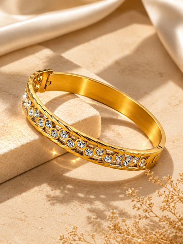 Classic Gold Plated Diamond Bangle QROSH