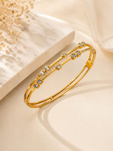Sparkling Gold Designer Bangle QROSH