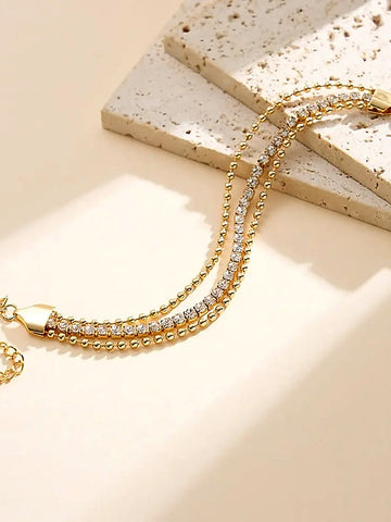 Gold Multi Lyer Tennis Bracelet QROSH