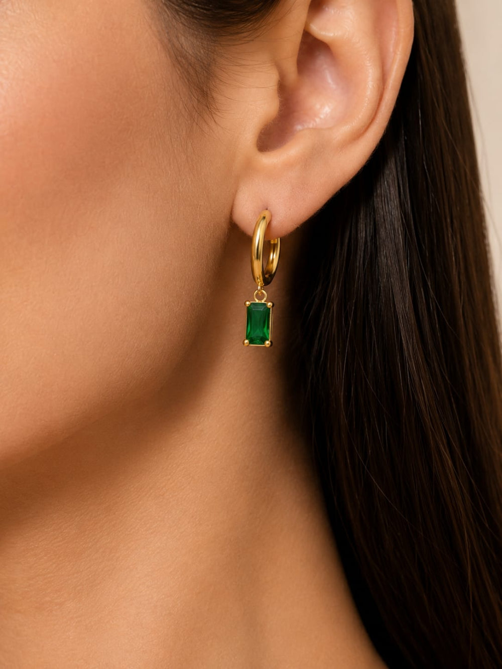 18k Gold Plated Gemstone Drops Earrings QROSH