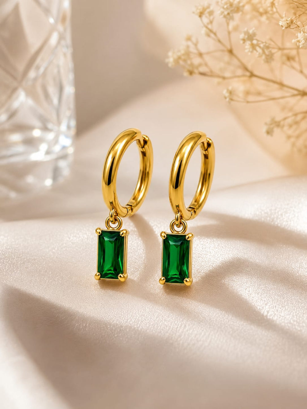 18k Gold Plated Gemstone Drops Earrings QROSH