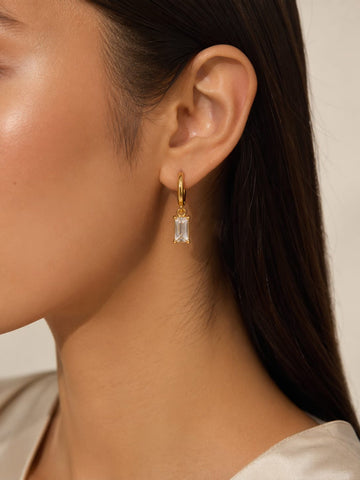 18k Gold Plated Gemstone Drops Earrings QROSH