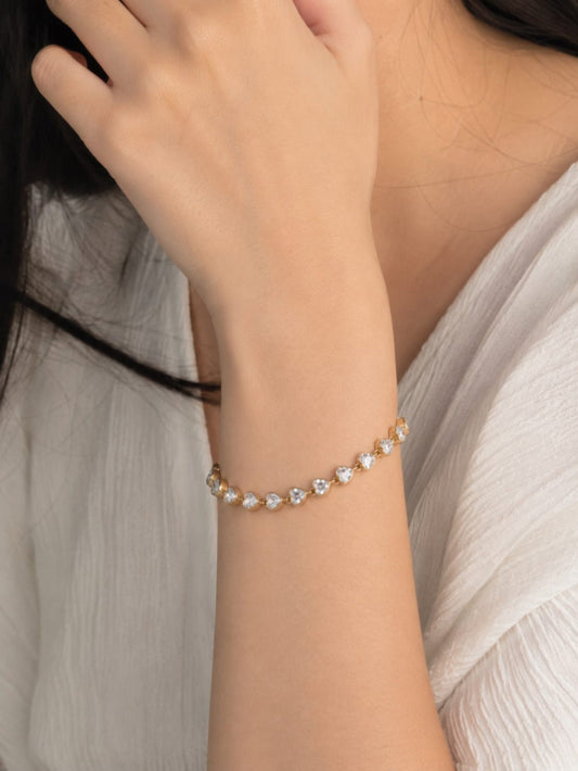 Heart Crystal Tennis Bracelet QROSH