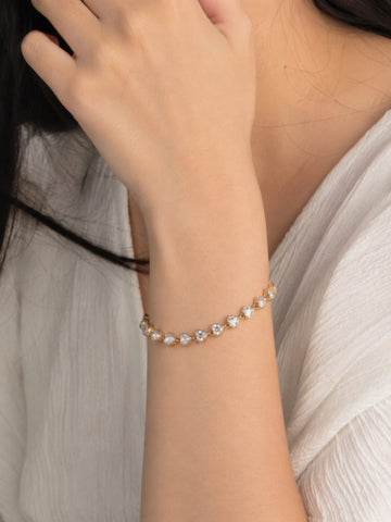 Heart Crystal Tennis Bracelet QROSH