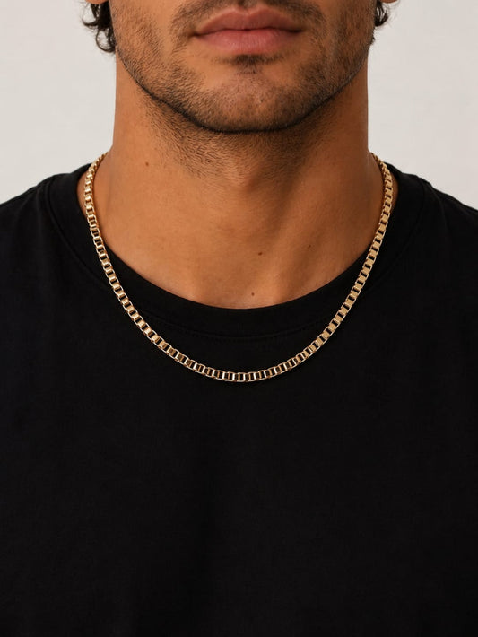 Cuban Box Gold Chain For Men QROSH